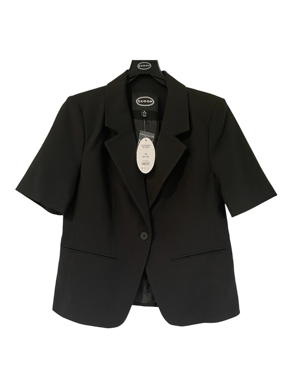 Scoop Black Short-Sleeve Tailored Blazer
